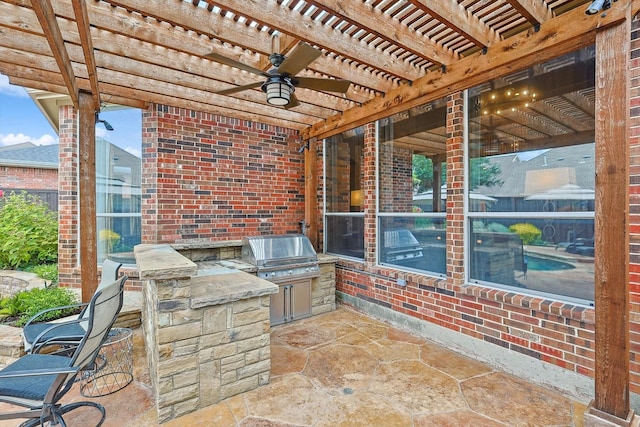 2543 Sir Tristram Ln, Lewisville, TX 75056 - view of patio / terrace featuring a pergola and ceiling fan