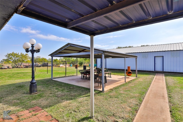 view of yard featuring a gazebo and a patio