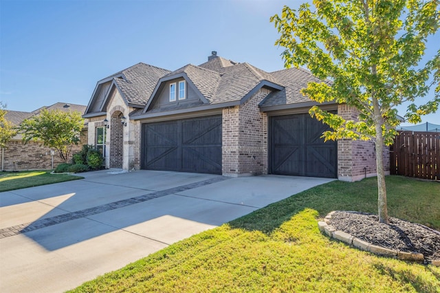 view of front of house featuring a garage and a front yard