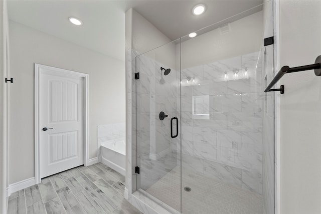 bathroom with plus walk in shower