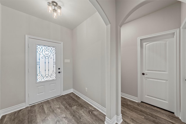 foyer featuring dark hardwood / wood-style flooring