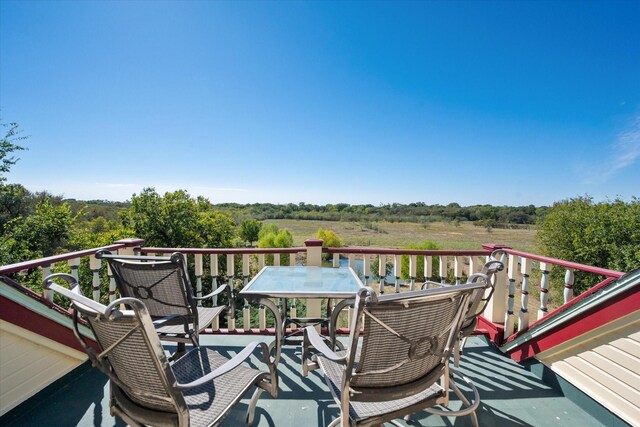 deck featuring a rural view