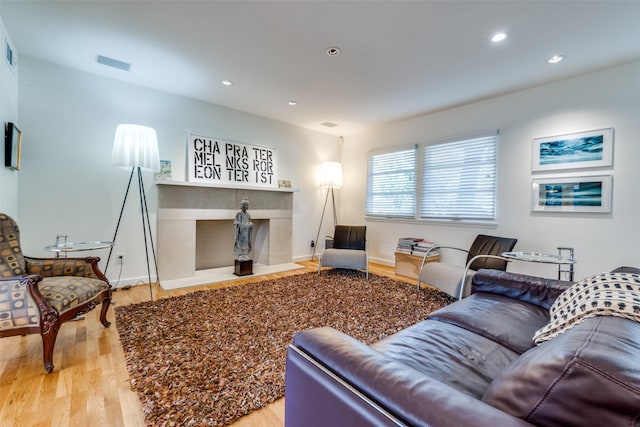 living room with light wood-type flooring