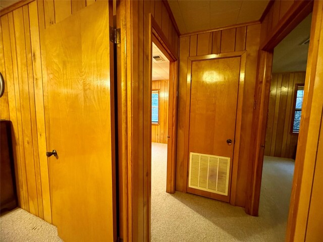904 Uncas St, Logansport, LA 71049 - hall featuring light colored carpet and wood walls