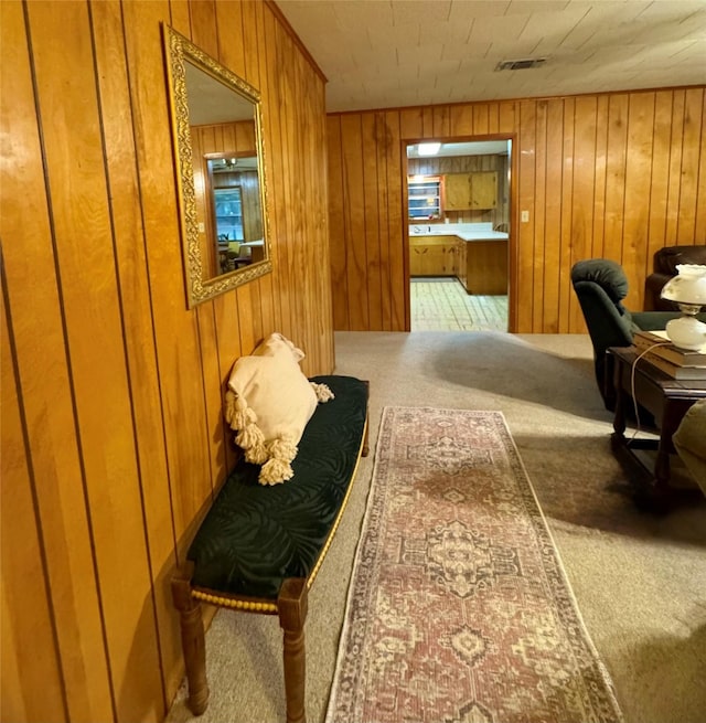 904 Uncas St, Logansport, LA 71049 - carpeted home office featuring wood walls