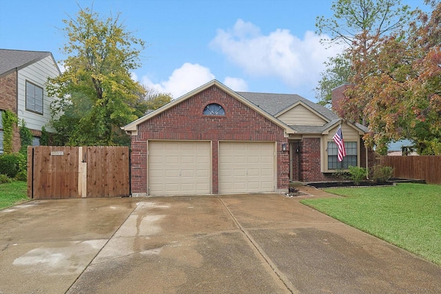 view of front of home with a garage and a front yard