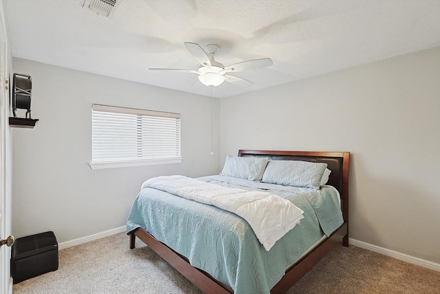 bedroom with carpet and ceiling fan