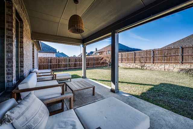 view of patio featuring an outdoor hangout area