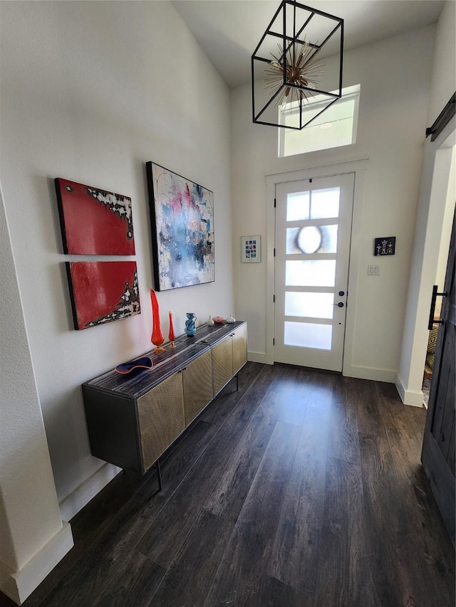 foyer entrance with dark wood-type flooring