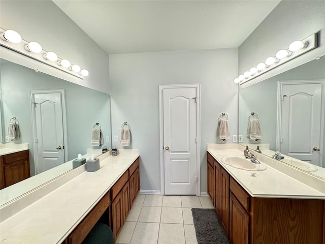 bathroom with vanity and tile patterned floors