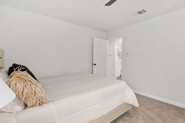 bedroom with carpet flooring and ceiling fan