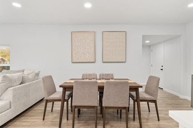 dining area with light wood-type flooring