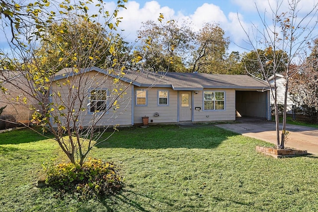 single story home with a carport and a front yard