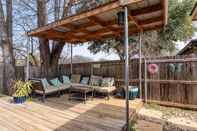 wooden deck with an outdoor hangout area