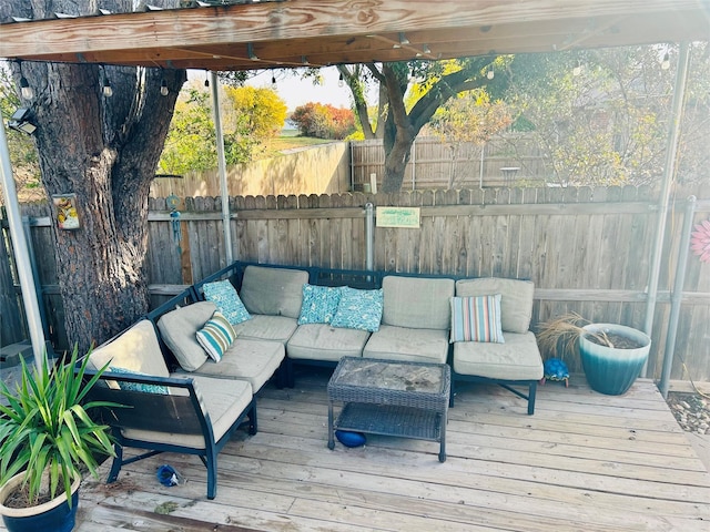 deck with an outdoor living space