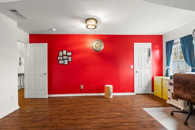 office area with dark wood-type flooring