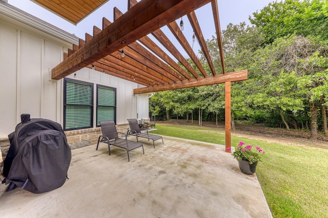 view of patio / terrace featuring a pergola