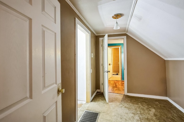 bonus room featuring vaulted ceiling and carpet