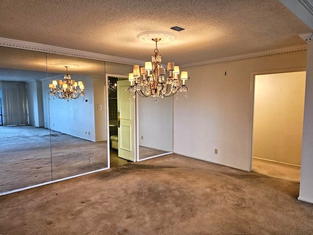 interior space featuring a textured ceiling and an inviting chandelier