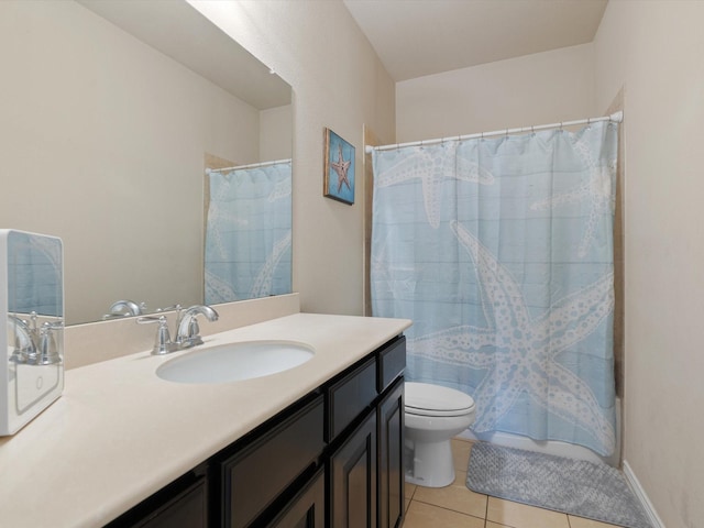 bathroom featuring tile patterned flooring, vanity, and toilet