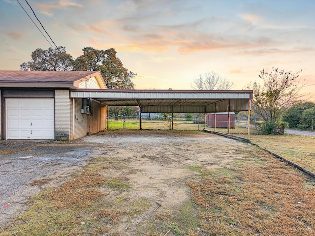 exterior space featuring a carport