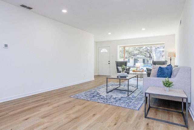 living room with light wood-type flooring