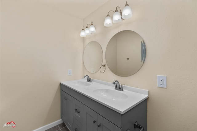 bathroom with tile patterned floors and vanity