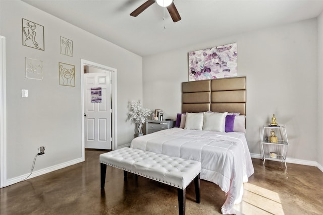 bedroom featuring ceiling fan