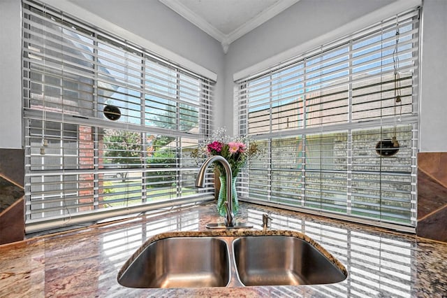 room details with sink and ornamental molding