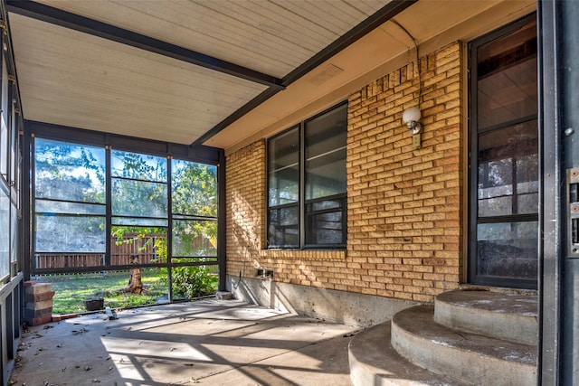 view of unfurnished sunroom