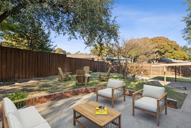 view of patio with an outdoor living space