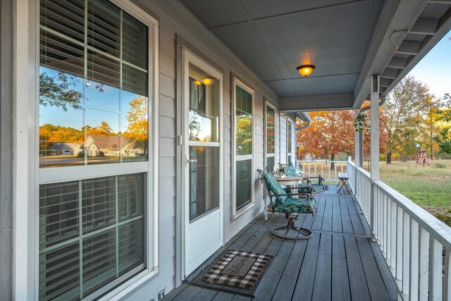 deck featuring covered porch