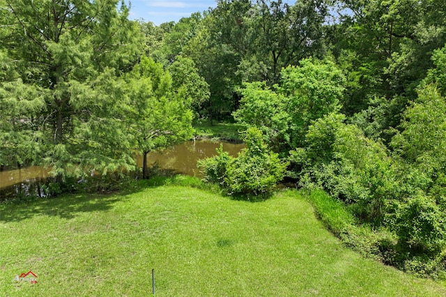 view of yard with a water view