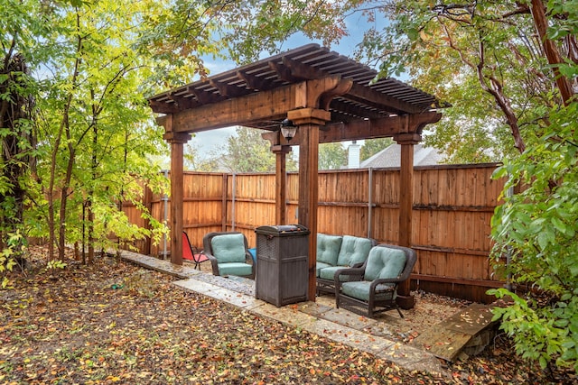 view of patio / terrace with fence and a pergola