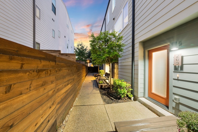 view of property exterior at dusk