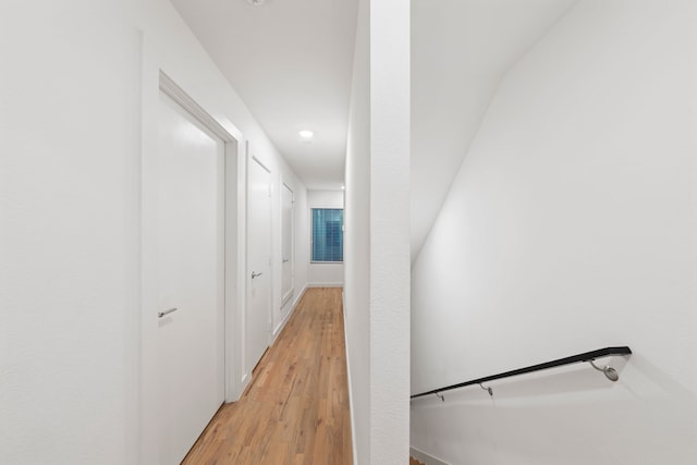 corridor featuring light wood-type flooring