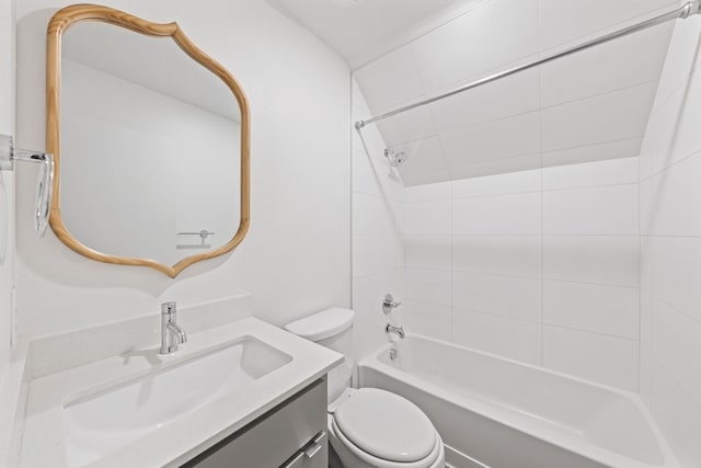 full bath featuring vanity, toilet, and shower / washtub combination