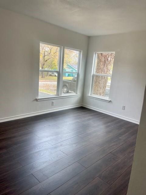 empty room featuring dark hardwood / wood-style flooring