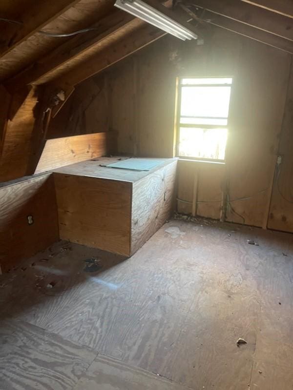 view of unfinished attic