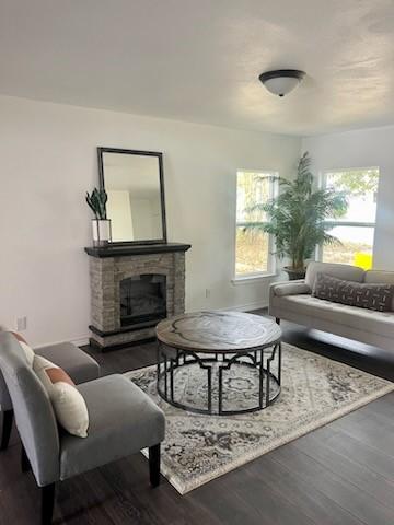 living room featuring dark hardwood / wood-style flooring