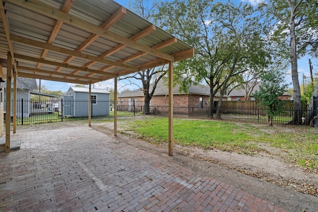 view of patio featuring a carport