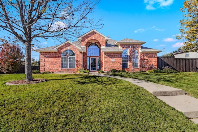 view of front of home with a front yard