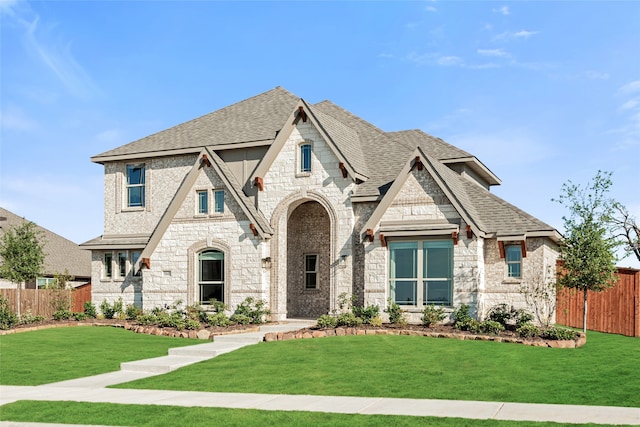 view of front of property featuring a front lawn