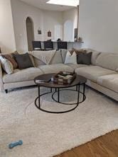 living room with hardwood / wood-style flooring