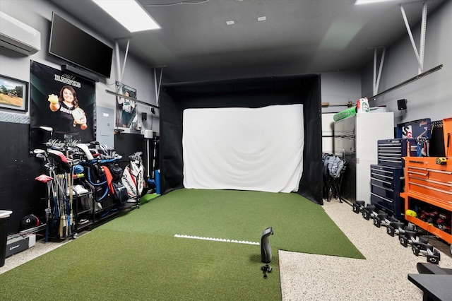 game room featuring a wall mounted AC