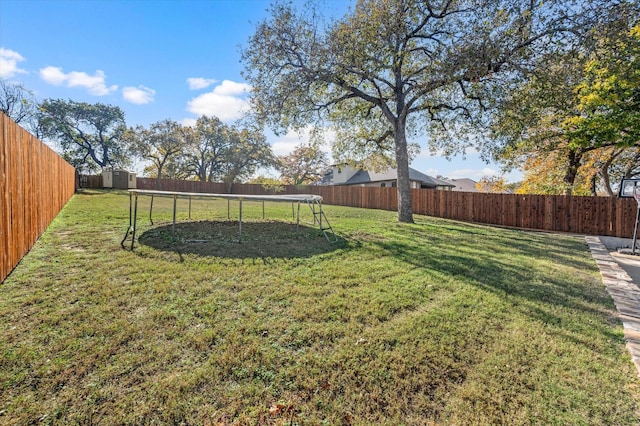 view of yard with a trampoline