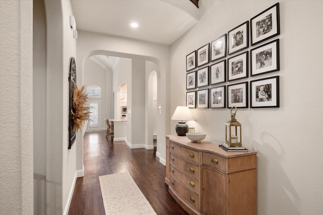 hall featuring dark hardwood / wood-style flooring