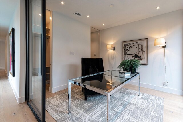 office featuring light hardwood / wood-style flooring