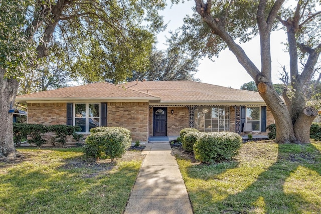 ranch-style house featuring a front yard