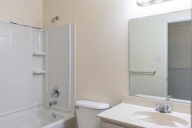 full bathroom featuring vanity, toilet, and shower / tub combination